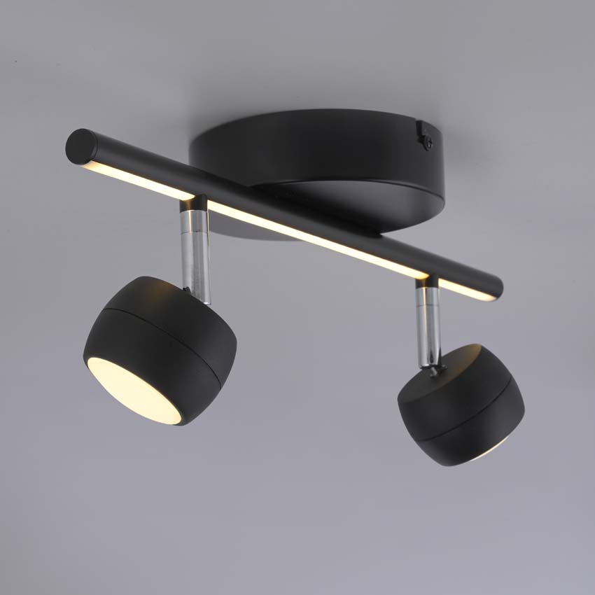 Opbouwspot - zwart - 13x40,3cm - dimbaar - 2x5,3W - 3000K
