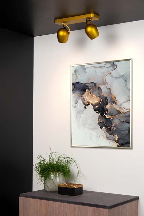 Plafondspot - LED Dim to warm - GU10 - 2x5W 2200K/3000K - Mat Goud / Messing