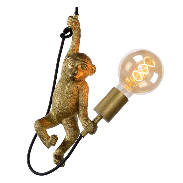 Hanglamp aap - zwart/goud - E27 - 40W