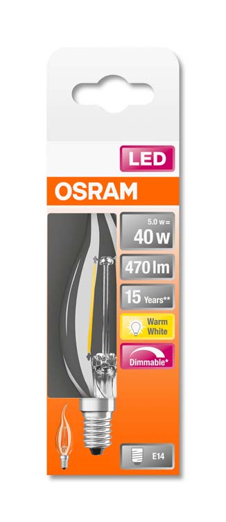 LED lamp retro kaars a40 E14 5W warm wit filament dimbaar