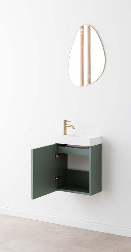 Toiletmeubel Dotan eucalyptus groen wastafel mat wit 45x40x22cm