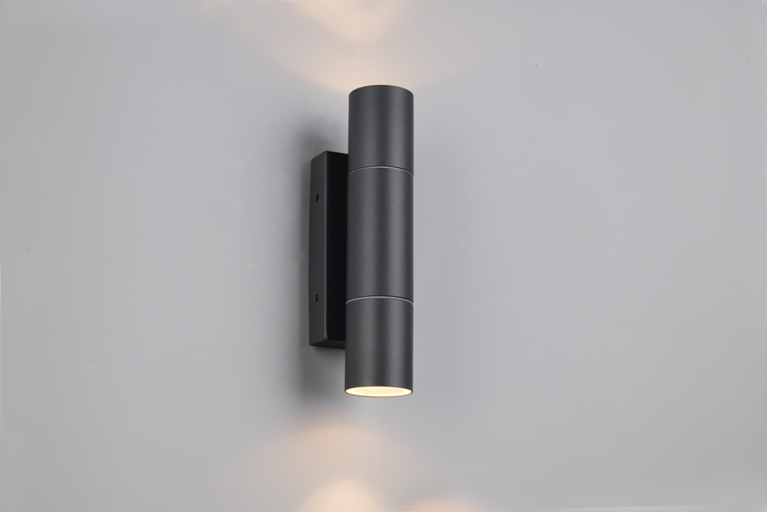 Applique murale - anthracite - 7,5x23x8,5cm - dimmable - GU10 MR11 - 2x10W