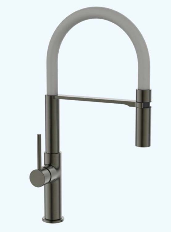 Keukenkraan Vera gunmetal met uittrekbare uitloop