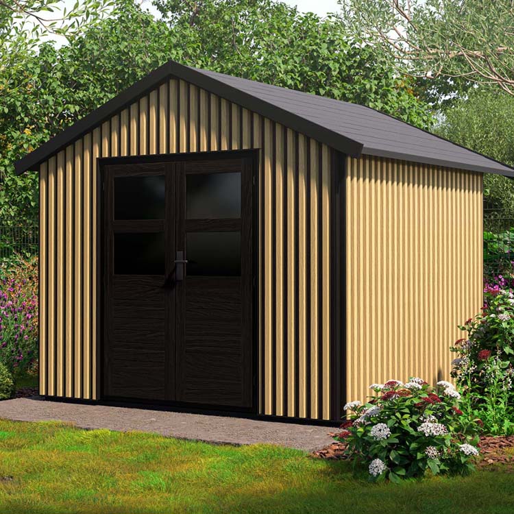 Revêtement mural wpc aspect bois combiné au noir - gazebo