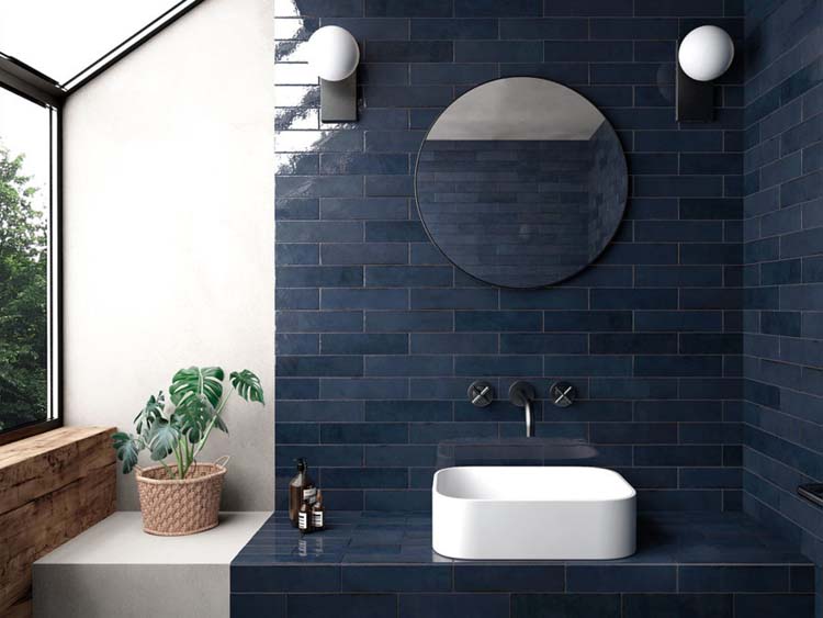 Wandtegel Beccy glanzend blue note 6x24,5cm