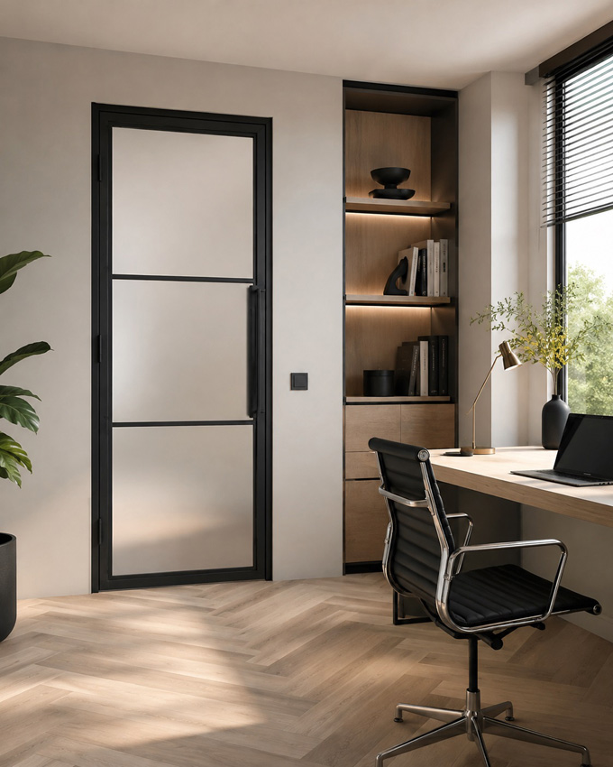 Stalen binnendeur 3W Tara  mat glas 880 x 2040 mm Rechts