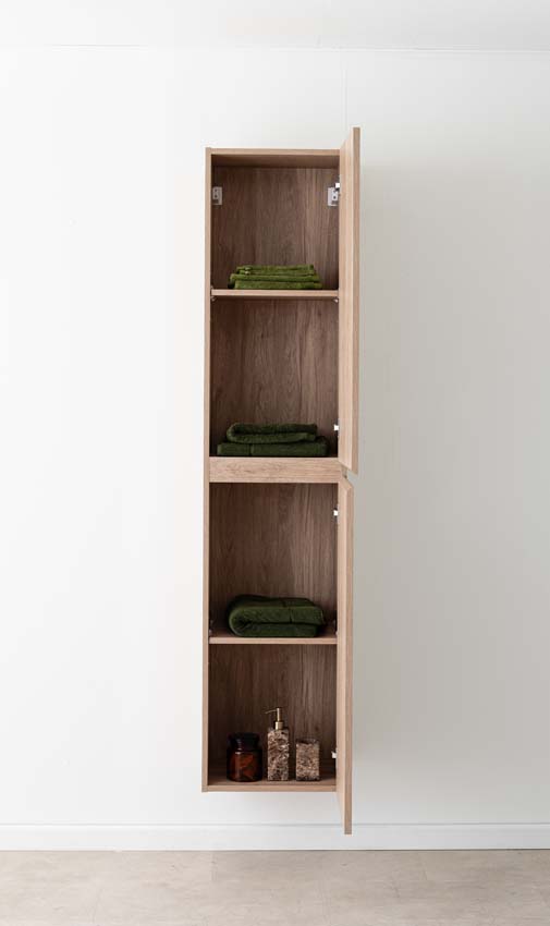 Armoire colonne Bianca/Bella chêne suspendue 180x40x35cm