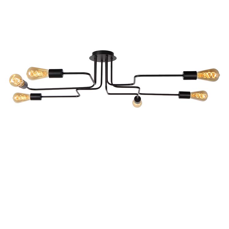 Plafonnier - noir - 100x75x20cm - 6xE27