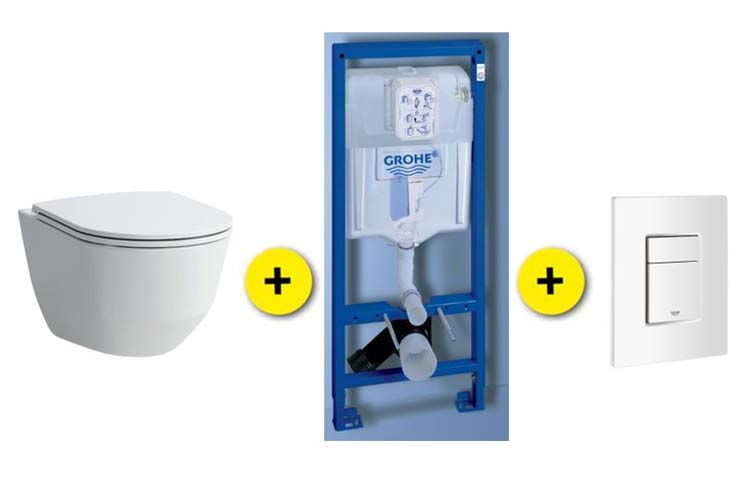 Set de toilette Laufen Pro blanc avec siège de WC softclose + reservoir encastré Rapid SL + plaque de commande blanc