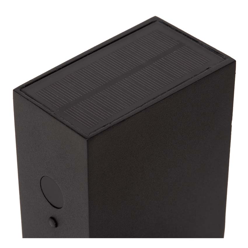 Wandlamp Solar Vito - zwart - LED dimbaar - 1x1W - 2850K/3150K - IP54 - Dag/nacht sensor