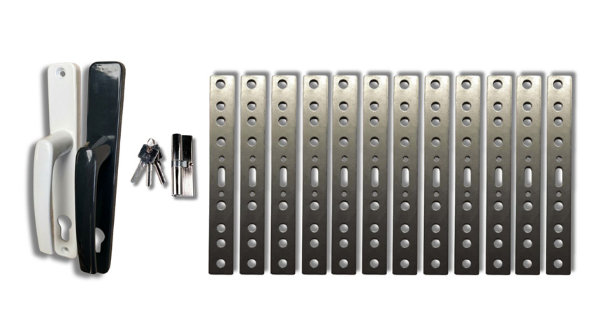 Toebehoren compleet PVC buitendeuren dubbel halfglas antraciet/wit
