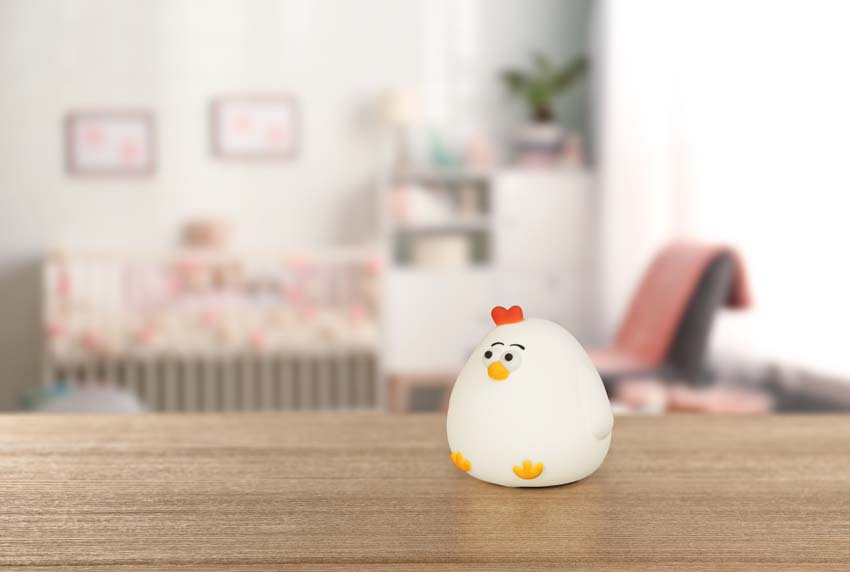 Tafellamp Kip - Wit - 11,5x10x11cm - Dimbaar - LED - 1x0,4W - RGB 3000K - met batterij en timer