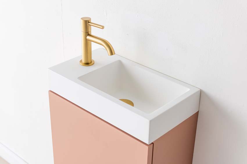 Toiletmeubel Dotan abrikoos wastafel mat wit 45x40x22cm