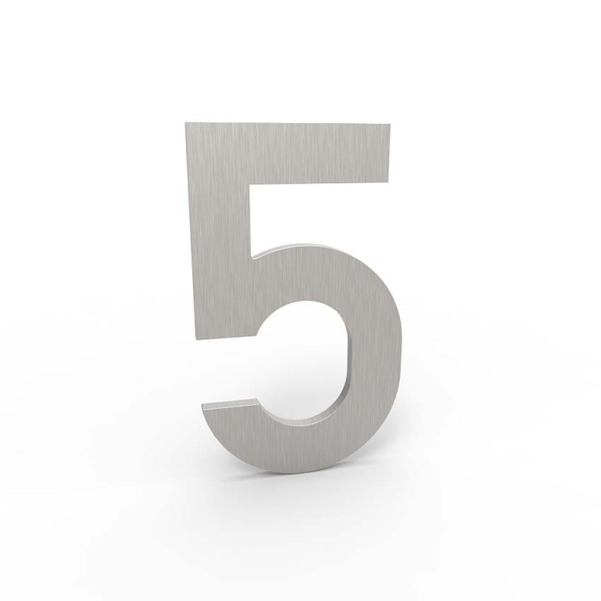 Numéro de maison 5 eSafe en aluminium inox 10cm / épaisseur 1,5mm