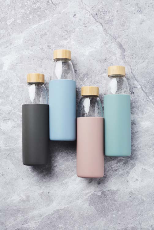 Fles glas Point-Virgule sleeve donkergrijs 750 ml
