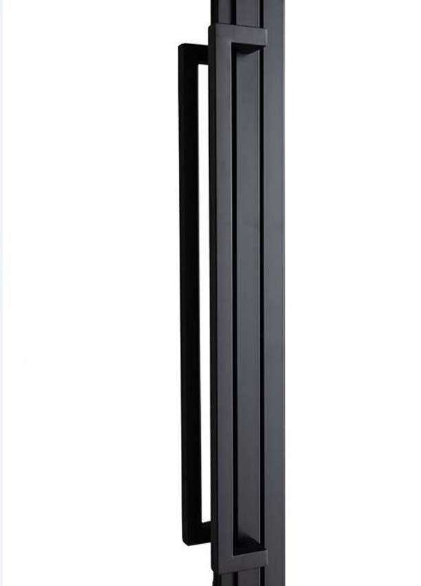 Porte intérieure double en acier Tara noir 2x4V poussant à droite sur mesure