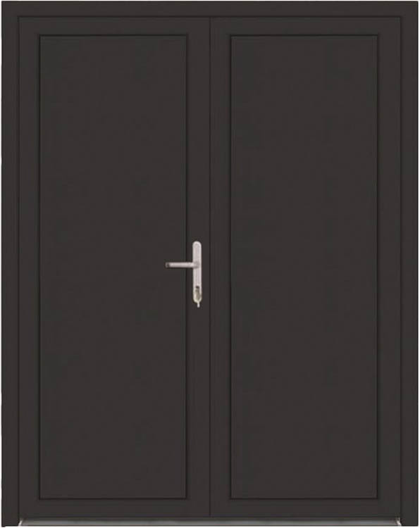 Porte extérieure double panneau lisse PVC anthracite/blanc 1800x2100mm ouvrant à droite