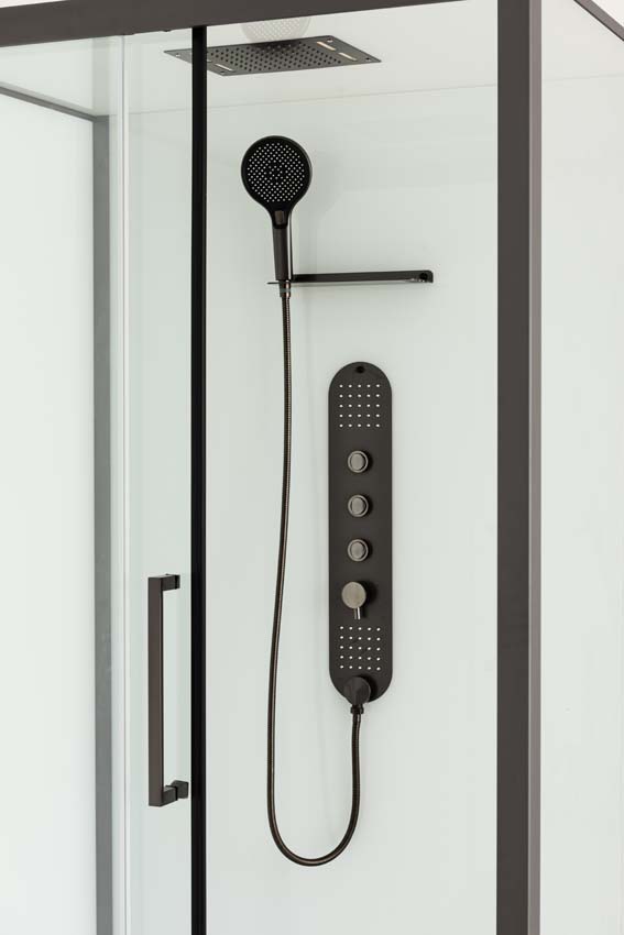 Douchecabine Amani Links gunmetal schuifdeur 90x115x215cm