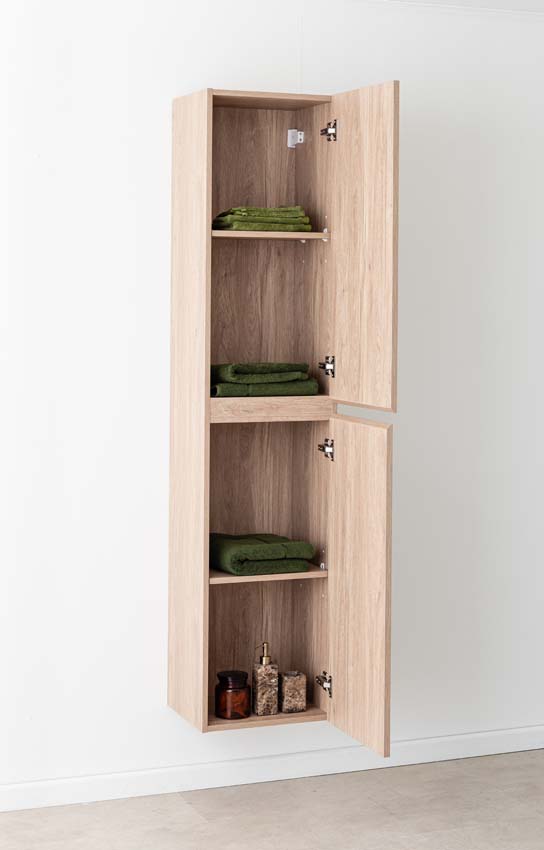 Armoire colonne Bianca/Bella chêne suspendue 180x40x35cm