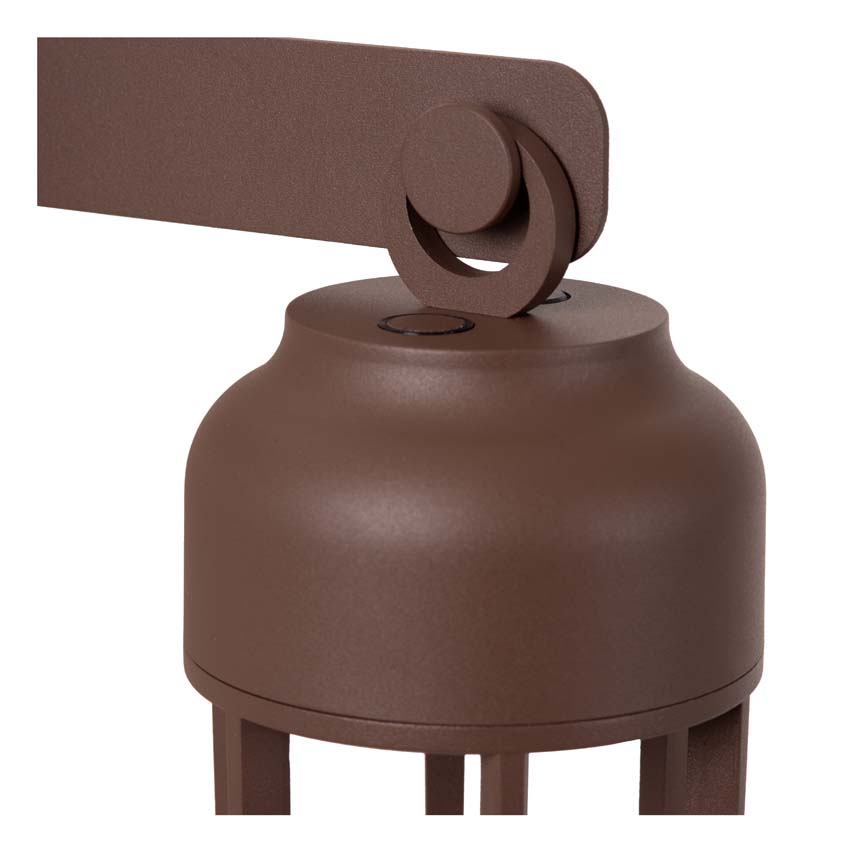 Lucide Essential Wells - Applique murale rechargeable intérieur/extérieur - Batterie - Ø10cm - LED dimmable - CCT - 1x5W 2700K/4000K - IP54 - Brun rouille