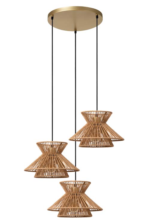 Lucide TASMAN - Hanglamp - 3xE27 - Naturel