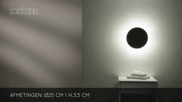 Wandlamp - Ø 25 cm - LED - 1x8W 3000K - Zwart