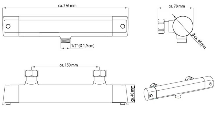 Douchekraan Vera thermostatisch chroom