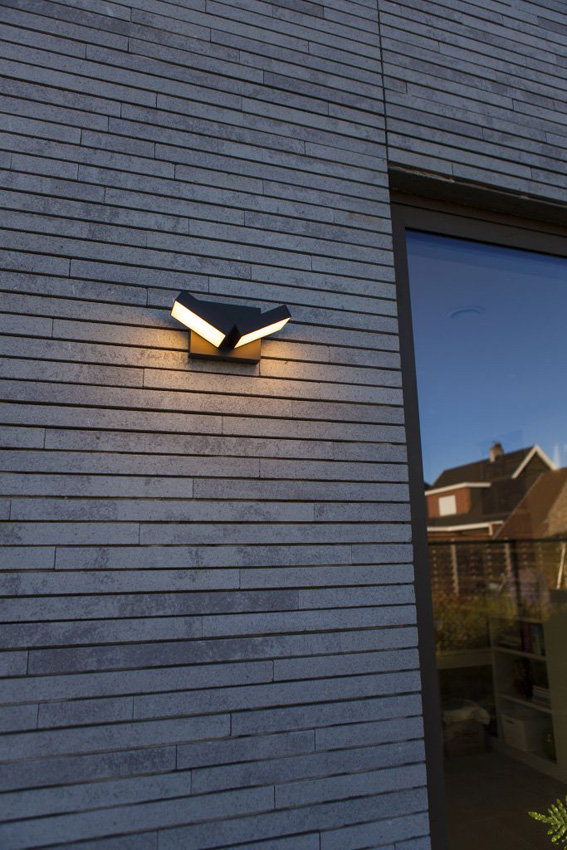 Wandlamp buiten - donkergrijs - 12x15,1x10,8cm - LED - 1x13W - 3000/4000K - IP65