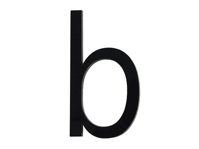 Numéro de maison b en PVC noir 9cm avec bande adhésive