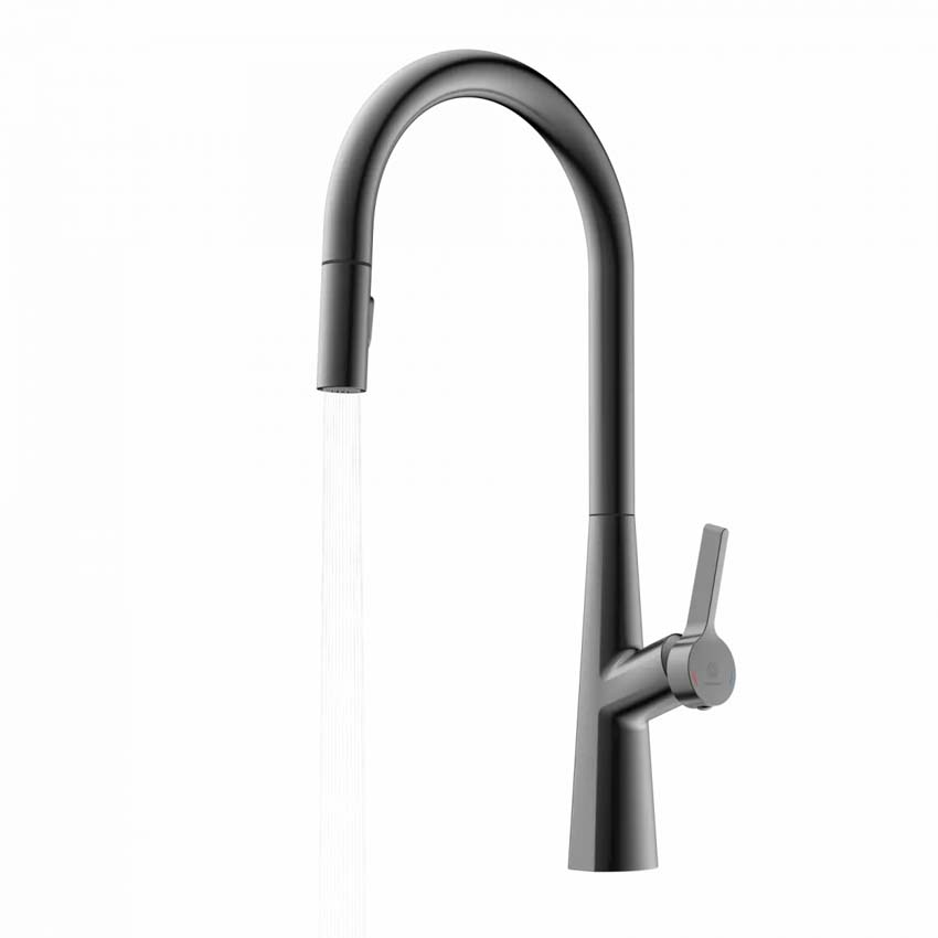 Robinet de cuisine Wasserwerk WK 9 Sphere graphite mat avec bec extractible