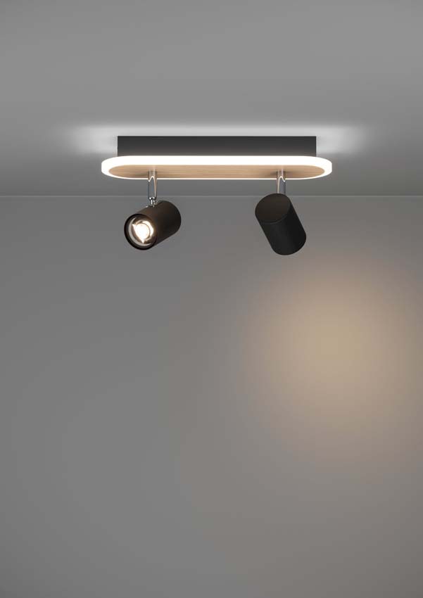 Spot en saillie - Noir/brun - 28x9x16 cm - Dimmable - LED - 2x12W - 3000K