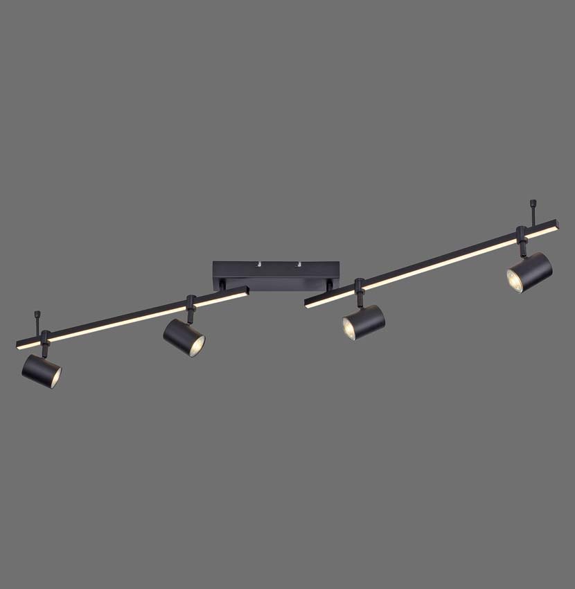 Plafonnier - Noir - 123x18x101cm - GU10 - 4x4,5W - 3000K