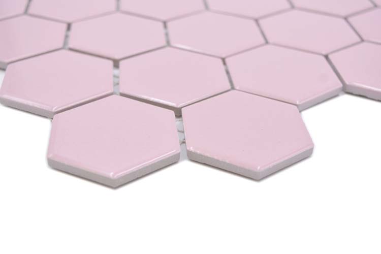 Mosaïque Hexagon vieux rose brillant 32,5x28,1cm