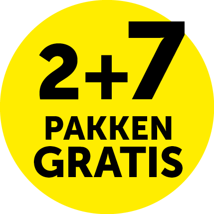Actie 2 + 7 pakken gratis