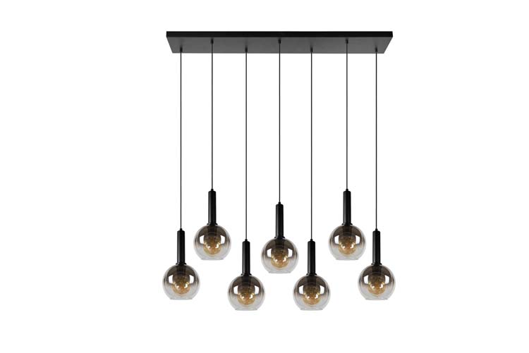 Suspension - noir - 130x30x150cm - dimmable - 7xE27 - 40W