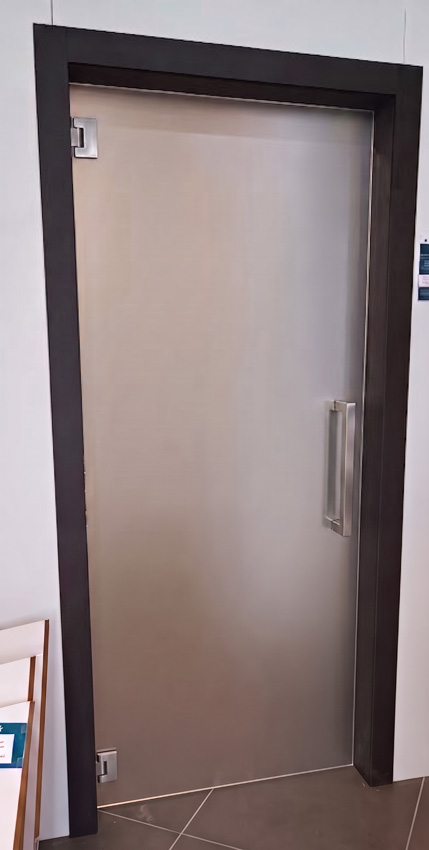 Porte intérieure vitrée complète Skyline Night mat 83x201cm poignée carrée inox + charnières