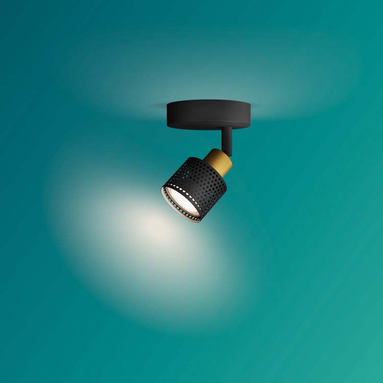 Spot en saillie - Noir/or - 10,9x10x8,6cm - GU10 - 1x35W