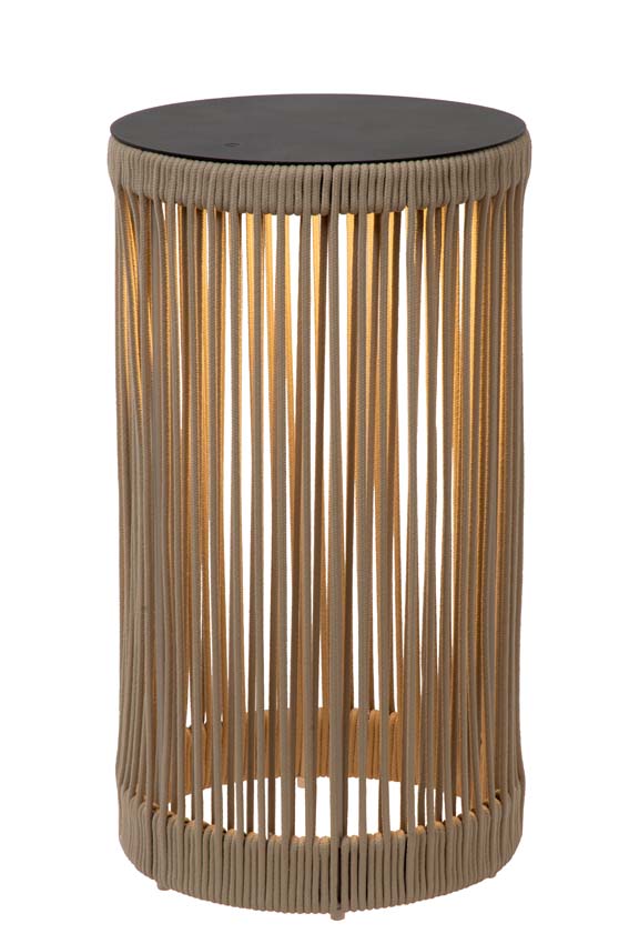 Lucide Pingi - Oplaadbare Vloerlamp Binnen/Buiten - Accu/Batterij - H61,5cm - LED 3 StepDim - 1x3W 3000K - IP44 - Taupe