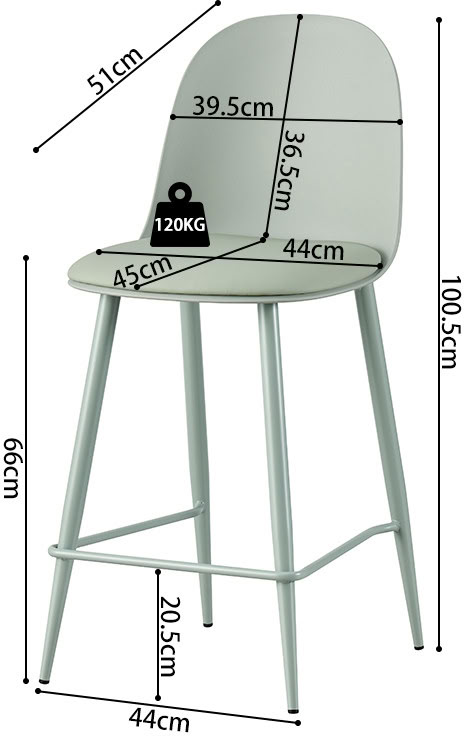 Chaise de bar Renilde gris-vert
