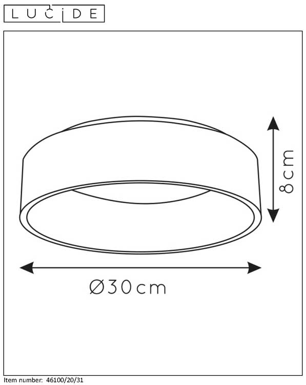 Lucide TALOWE LED - Plafonnière - Ø 30 cm - LED Dimb. - 1x20W 3000K - Wit
