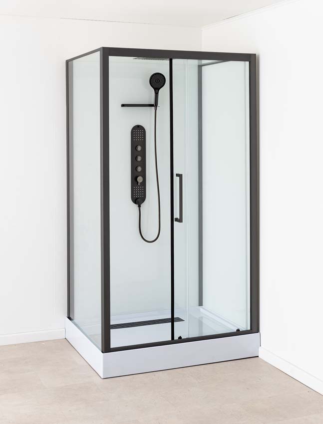 Cabine de douche Amani gauche/droite gunmetal porte coulissante 90x115x215cm