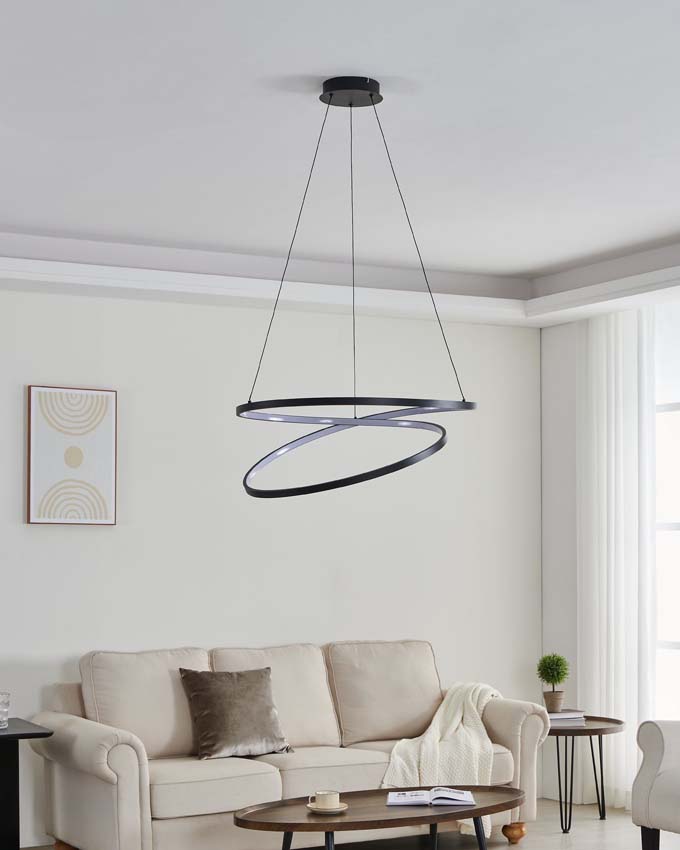 Hanglamp - Zwart - Ø70cm - LED - 1x42W - 3000K
