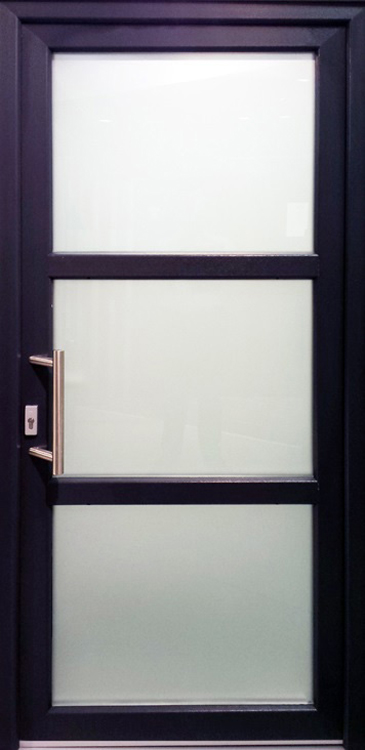 Porte extérieure 3 parties PVC verre mat anthracite/blanc 980x2180mm ouvrant à gauche Porte extérieure 3 parties PVC verre mat anthracite/blanc 980x2180mm ouvrant à gauche