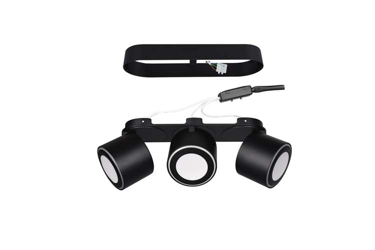 Spot en applique noir mate incl 3x3W/340Lm+3x1,5W/110Lm LED/ 3000K