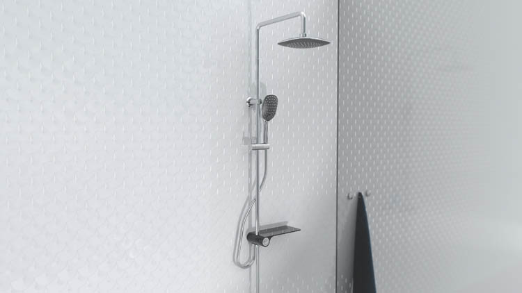 Set de douche avec planchet latérale Ayse chrome-anthracite