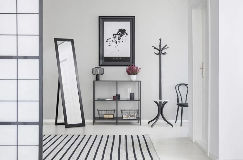 Miroir sur pied rectangulaire noir 160x40cm