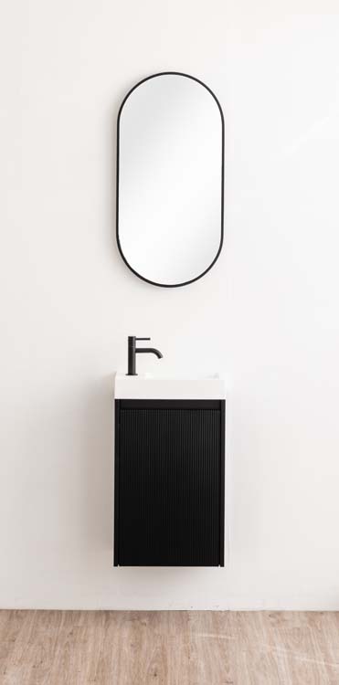 Toiletmeubel Windsor2 zwart lavabo glanzend wit 60x40x22cm