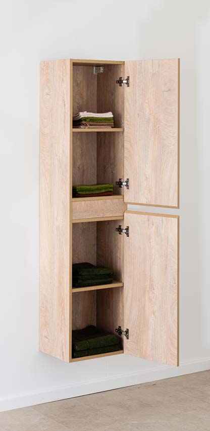 Armoire colonne Tibo/Tony chêne méditerranéen suspendue 170x40x35cm