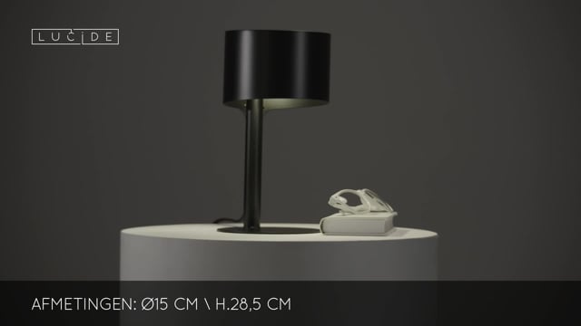 Lucide KNULLE - Tafellamp - Ø 15 cm - E14 - Zwart