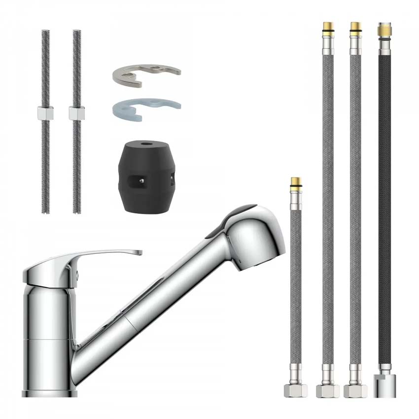 Keukenkraan Diana chroom met uittrekbare uitloop